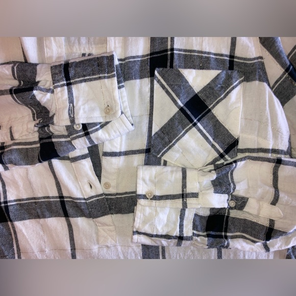 Merona Flannel Plaid White, Black and Gold Tunic Top XL - Picture 10 of 11